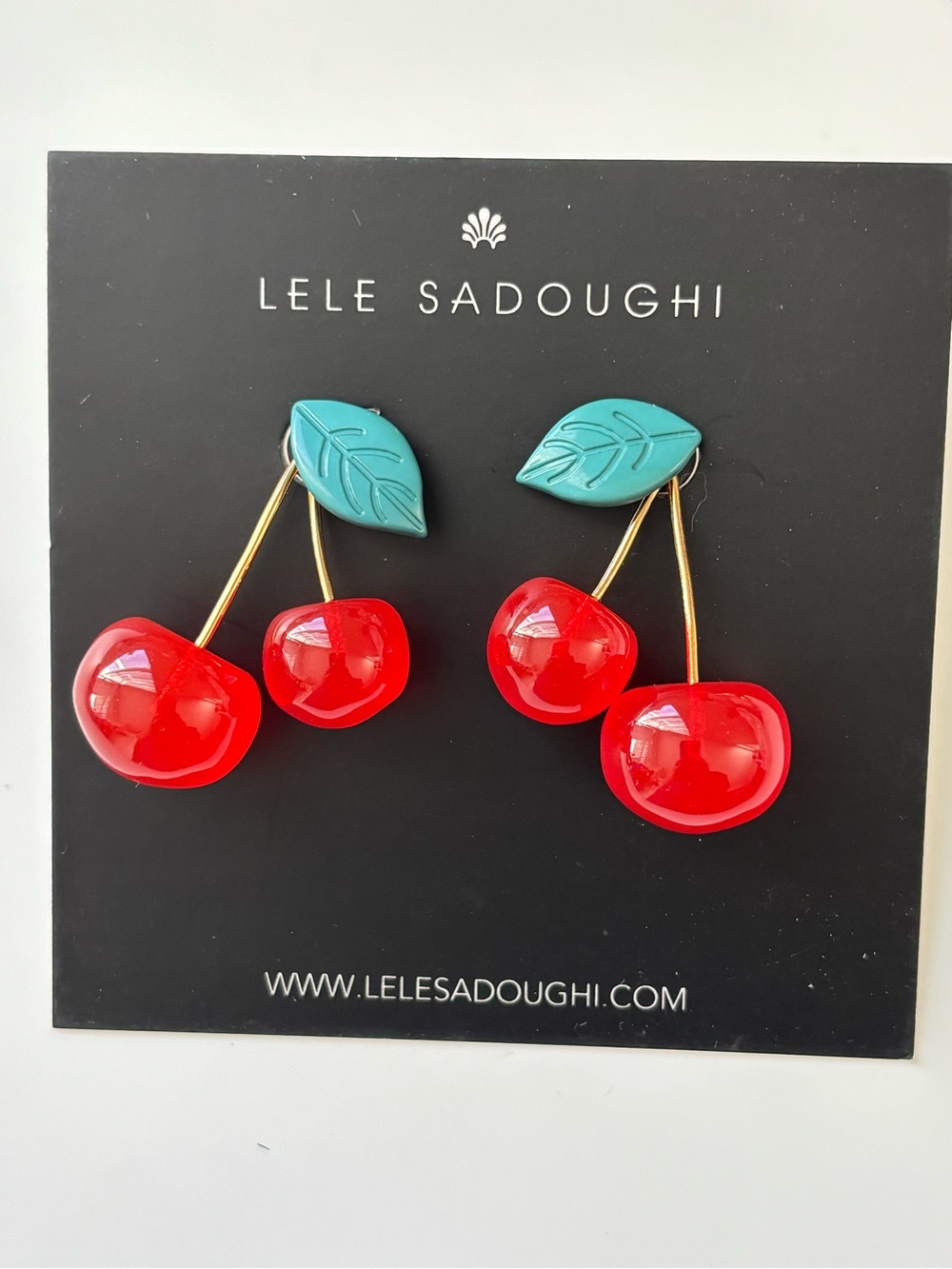 Lele Sadoughi Glossy Cherry Drop Earrings in Red and Teal